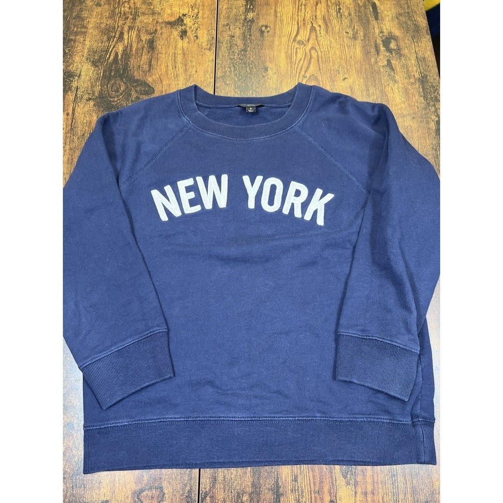 J.Crew Cotton Knit New York Sweatshirt Navy Blue Women's Small
